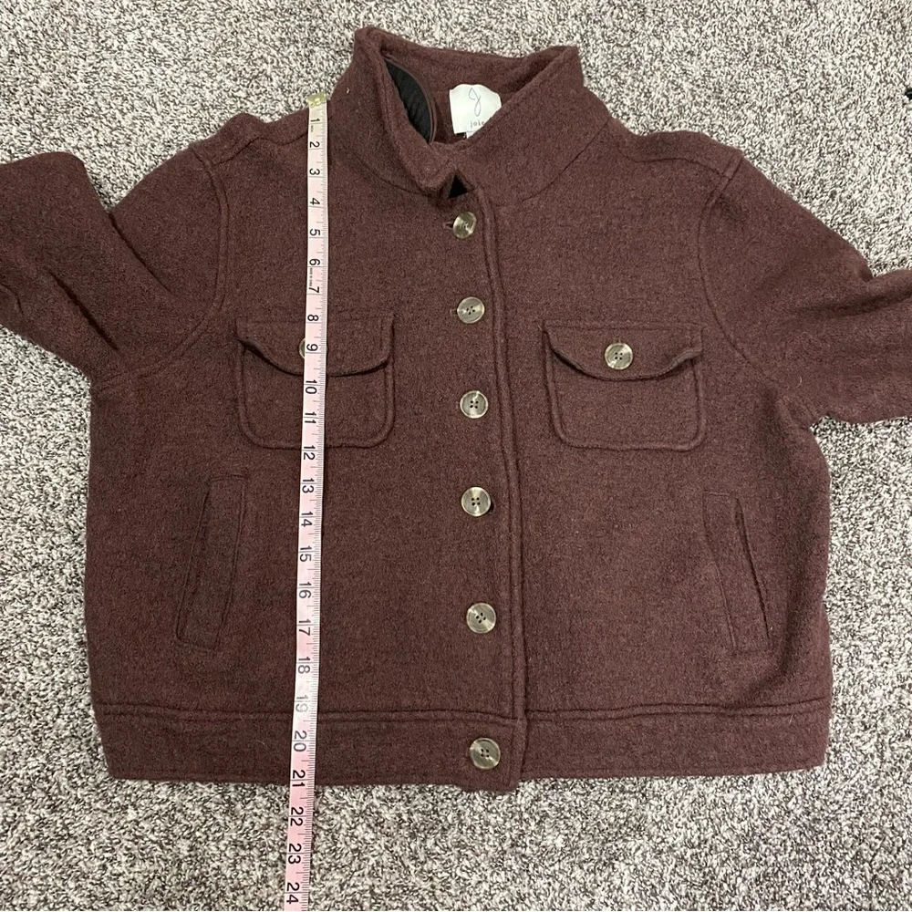 Joie‎ Boiled Wool Blend Cropper Unlined Muted Cranberry Button Down XL